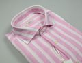 Pink striped shirt in pure linen ingram slim fit