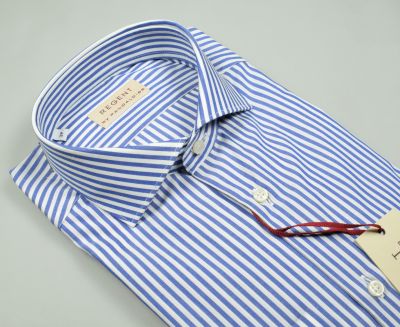 Camicia pancaldi in cotone a righe azzurro slim fit