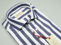 Camicia pancaldi slim fit a righe blu larghe cotone stretch