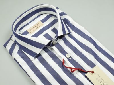 Slim fit blue striped shirt wide stretch cotton