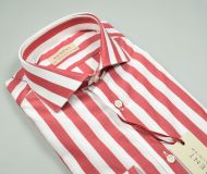 Camicia pancaldi slim fit a righe rosse larghe cotone stretch