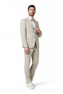 Abito digel stile vintage slim fit beige in misto lino 