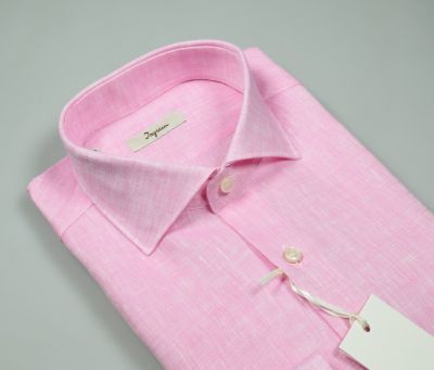 Camicia ingram rosa in puro lino slim fit