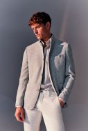 Light grey digel jacket in modern fit jersey Korean collar