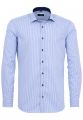 Camicia a righe azzurro eterna slim fit in puro cotone twill 