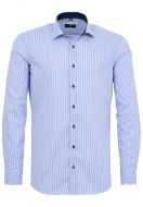 Camicia a righe azzurro eterna slim fit in puro cotone twill 