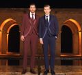 Abito da sposo baggi cerimonia borgogna slim fit