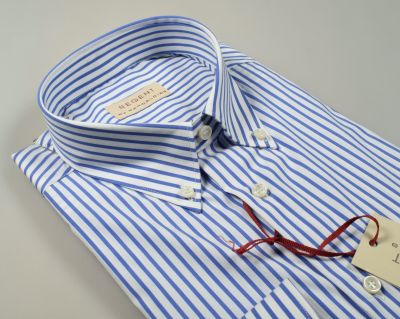 Camicia regular fit pancaldi a righe azzurro cotone stretch
