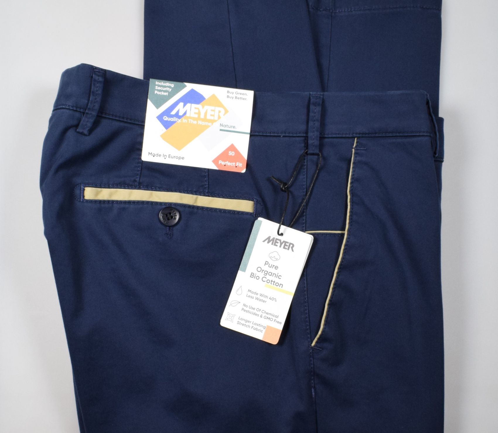 Men's blue trousers Meyer Cotton Bio - Spring Summer Collection