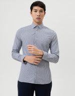 Camicia a righe blu olymp in jersey super slim fit 