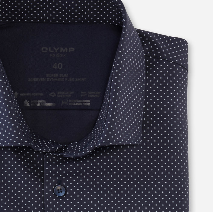 Blue polka dot shirt Olymp Jersey Extra Slim Fit Italian men's - Technical View