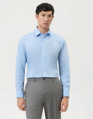 Camicia slim fit celeste olymp level five in cotone stretch