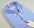 Regular fit blue stretch cotton striped pancaldi shirt