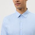 Camicia olymp a quadretti celeste super slim fit cotone stretch