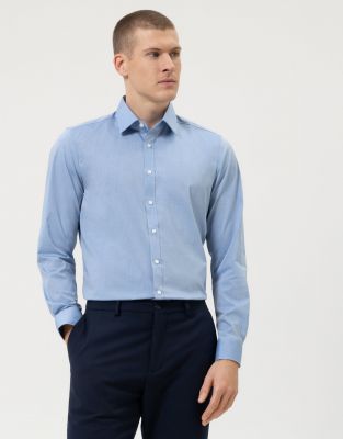 Blue slim fit olymp stretch cotton shirt 