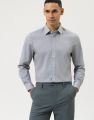 Medium grey slim fit olymp stretch cotton shirt 