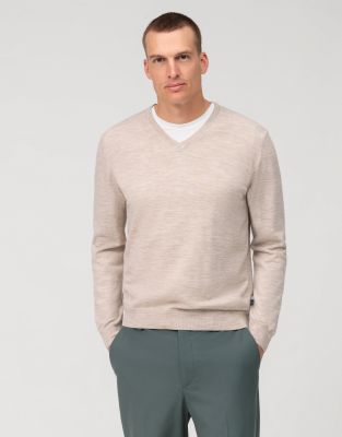 Pullover scollo a v beige olymp regular fit