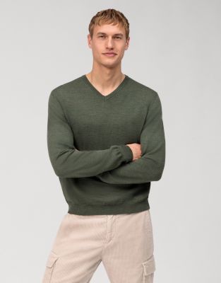 Green v-neck pullover olymp regular fit