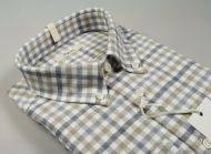 Ingram button-down shirt with beige check warm cotton flannel 