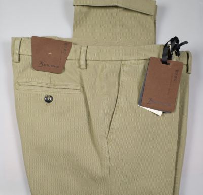 Beige bsettecento trousers in slim-fit textured stretch cotton