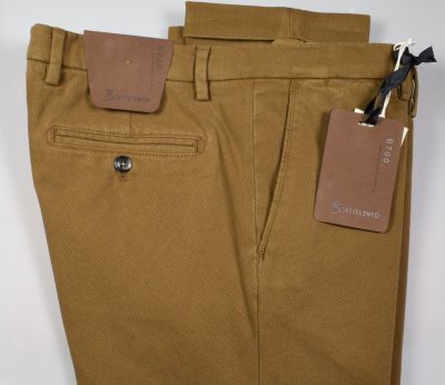 Pantalone tabacco bsettecento in cotone stretch armaturato slim fit