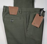 Green bsettecento trousers in slim-fit textured stretch cotton