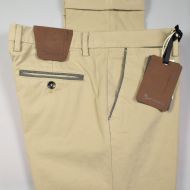 Beige bsettecento trousers in slim-fit stretch satin cotton