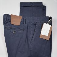 Pantalone blu bsettecento in cotone raso stretch slim fit