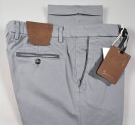 Pantalone grigio chiaro bsettecento in cotone raso stretch slim fit