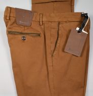Pantalone tabacco bsettecento in cotone raso stretch slim fit