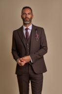 Brown plaid cavani tweed suit with waistcoat