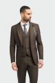 Brown plaid cavani tweed suit with waistcoat