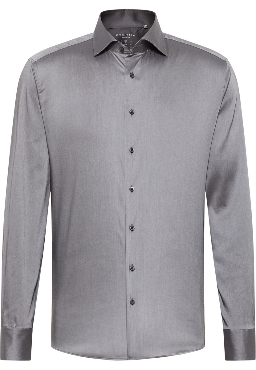 AK Collezioni Camicia Uomo Grigio Slim Fit Super Aderente Casual