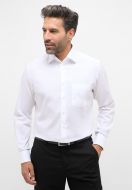 White eterna modern fit no-iron poplin shirt