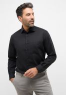 Camicia nera eterna modern fit in popeline no stiro