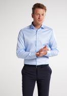 Eterna light blue slim-fit shirt in non-iron cotton twill