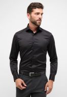 Black eterna slim-fit shirt in non-iron twill cotton