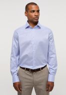 Royal blue eterna modern fit striped shirt in non-iron twill cotton