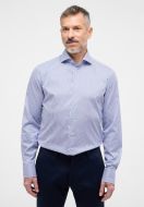 Camicia a righe azzurro eterna slim fit collo alla francese