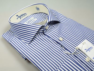 Ingram non-iron striped shirt royal blue slim fit