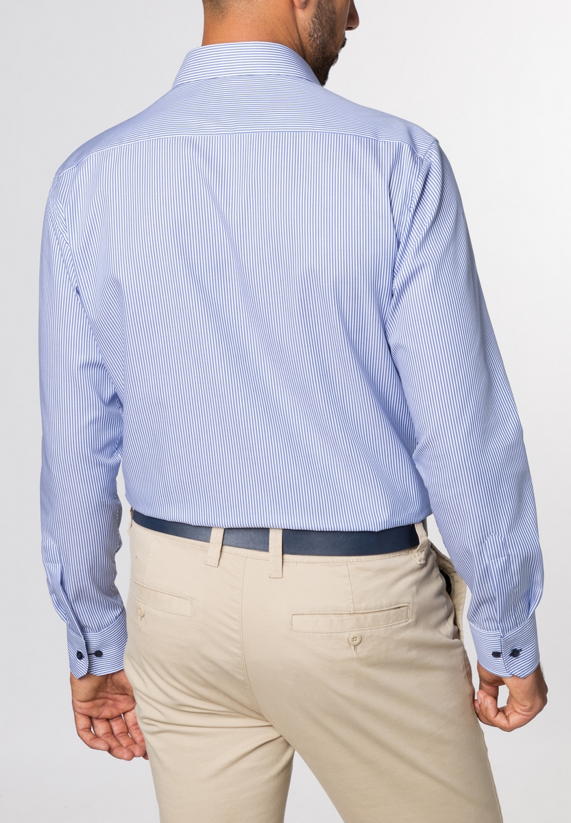 Hisir Camicia Henley Uomo Manica Corta In Cotone Ed Elastan, Slim Fit, Con Apertura A 3 Bottoni, Casual Estiva, Colore Blu Taglia M - 2