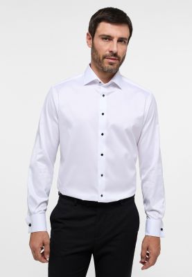 Eterna white modern fit elegant shirt with double cuffs 