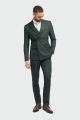 Green double-breasted cavani suit with slim fit checks