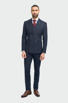 Abito cavani doppiopetto blu a quadri slim fit