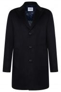Blue slim-fit digel coat in cashmere blend 