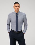 Olymp navy blue level five slim fit stretch cotton shirt