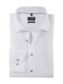 White olymp modern fit shirt with beige buttons