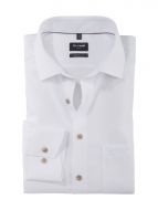 White olymp modern fit shirt with beige buttons