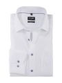 White olymp modern fit shirt with light blue buttons 