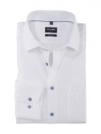Camicia bianca olymp modern fit con bottoni azzurro 